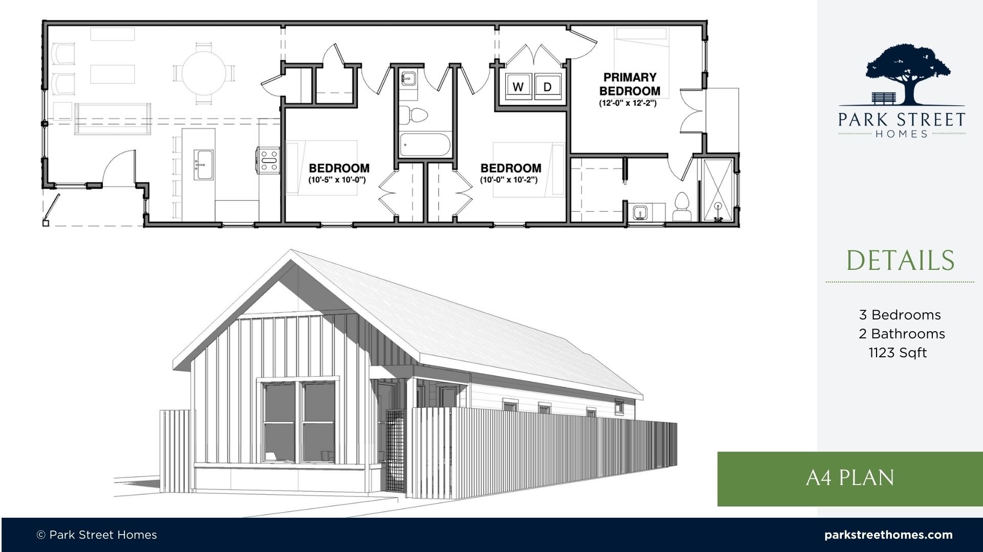 a4 single story home build on your own lot with Park Street Homes